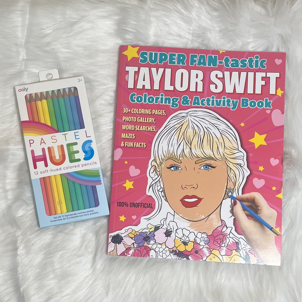 New Taylor Swift Coloring and Activity Book with Colored Pencils Set